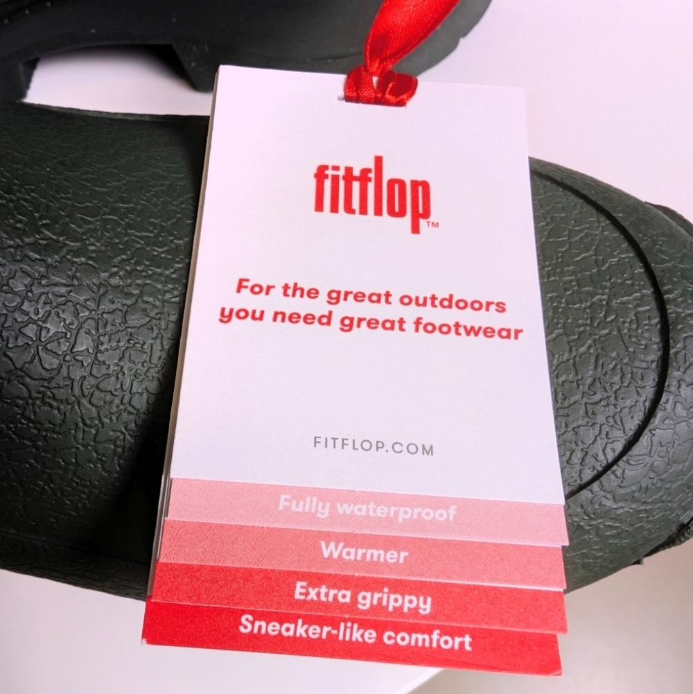 FitFlop Wonderwelly Deep Green Waterproof Tall Rubber Lug Sole Rain Boots Size 6 - Picture 8 of 13